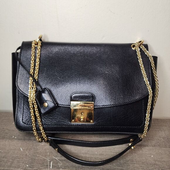 Marc Jacobs Polly Bag Black Leather Gold Chain Shoulder Crossbody Purse - Picture 6 of 16